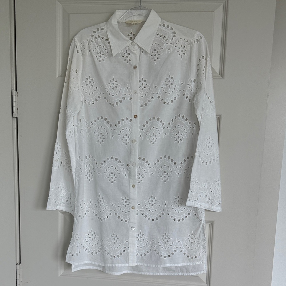 Adiva Cream Eyelet Beach Cover-up